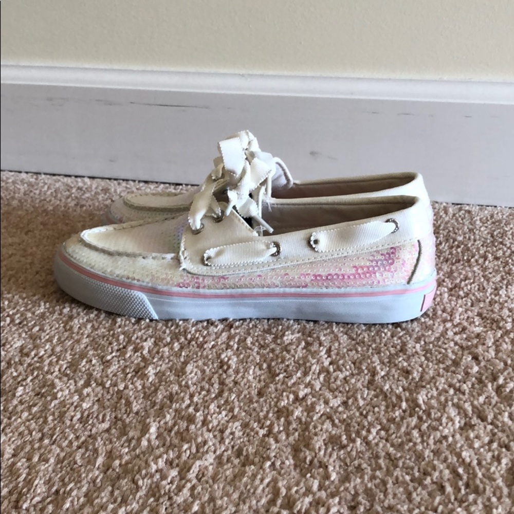 Sperry Top-Sider Bahama white sequin shoes